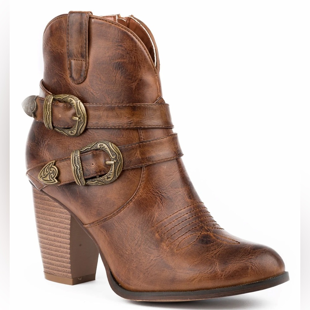 Brown Leather Ankle Boots - Cowgirl